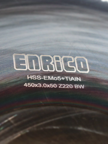 تیغ اره دیسکی آبصابونی استیل بر انریکو ENRICO 450*3.0*50 Z220 TIALN BW